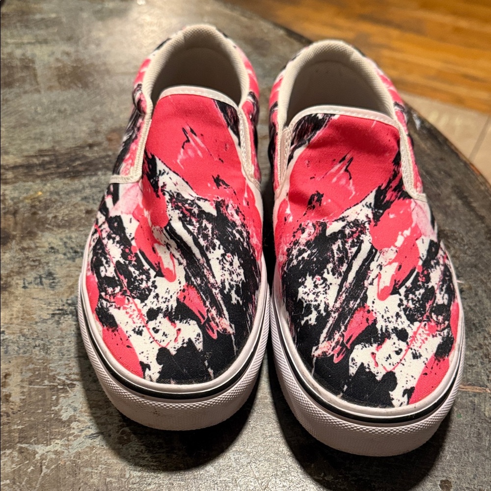 Stylish Pink and Black Slip-On Shoes